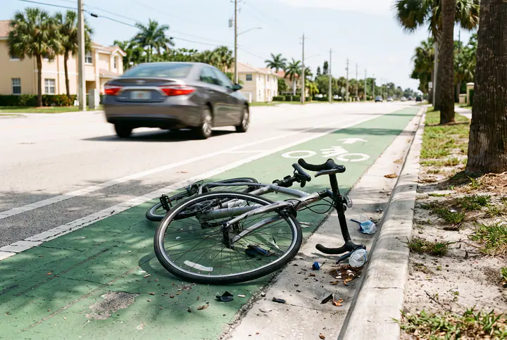 Cyclist riding in a bike lane on a Tampa street