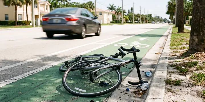 Cyclist riding in a bike lane on a Tampa street
