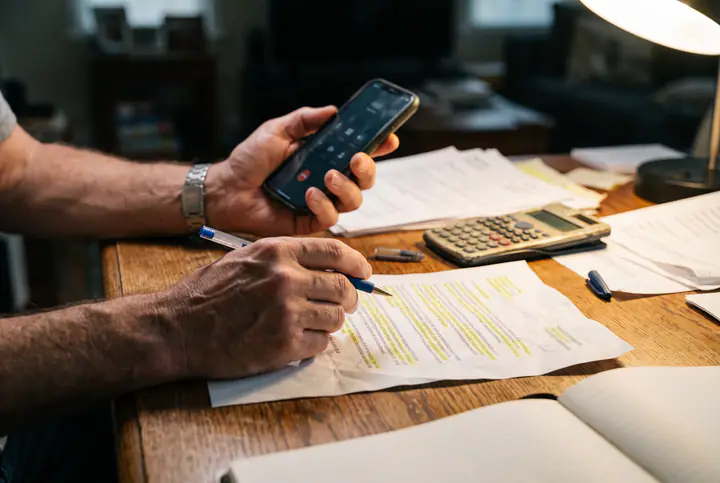 Insurance claim paperwork and a denial letter on a desk